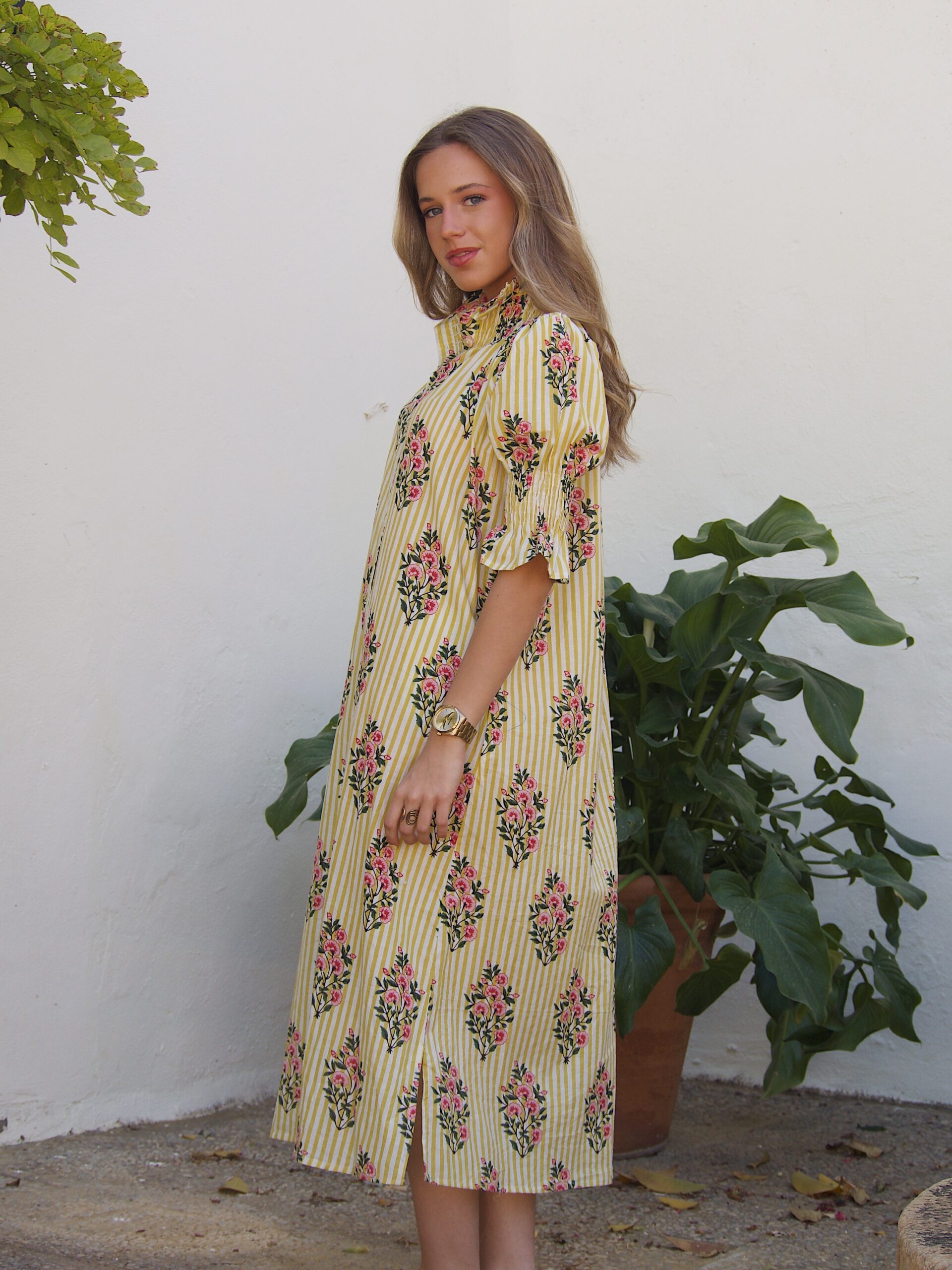 Vestido Estampado Floral Amarillo - Imagen 3