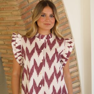 Vestido Ikat Rosa Y Blanco