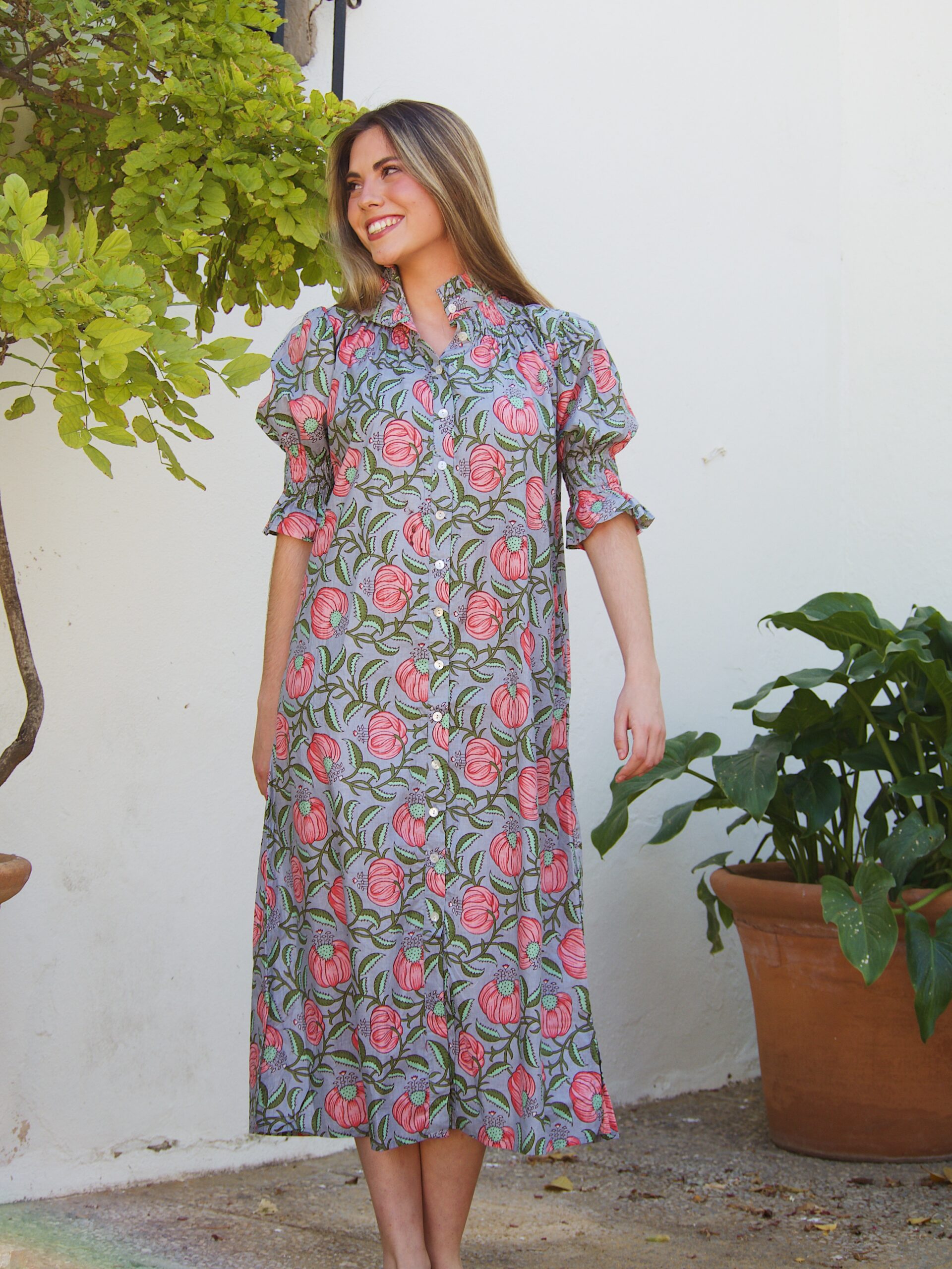 Vestido Estampado Floral Celeste - Imagen 4
