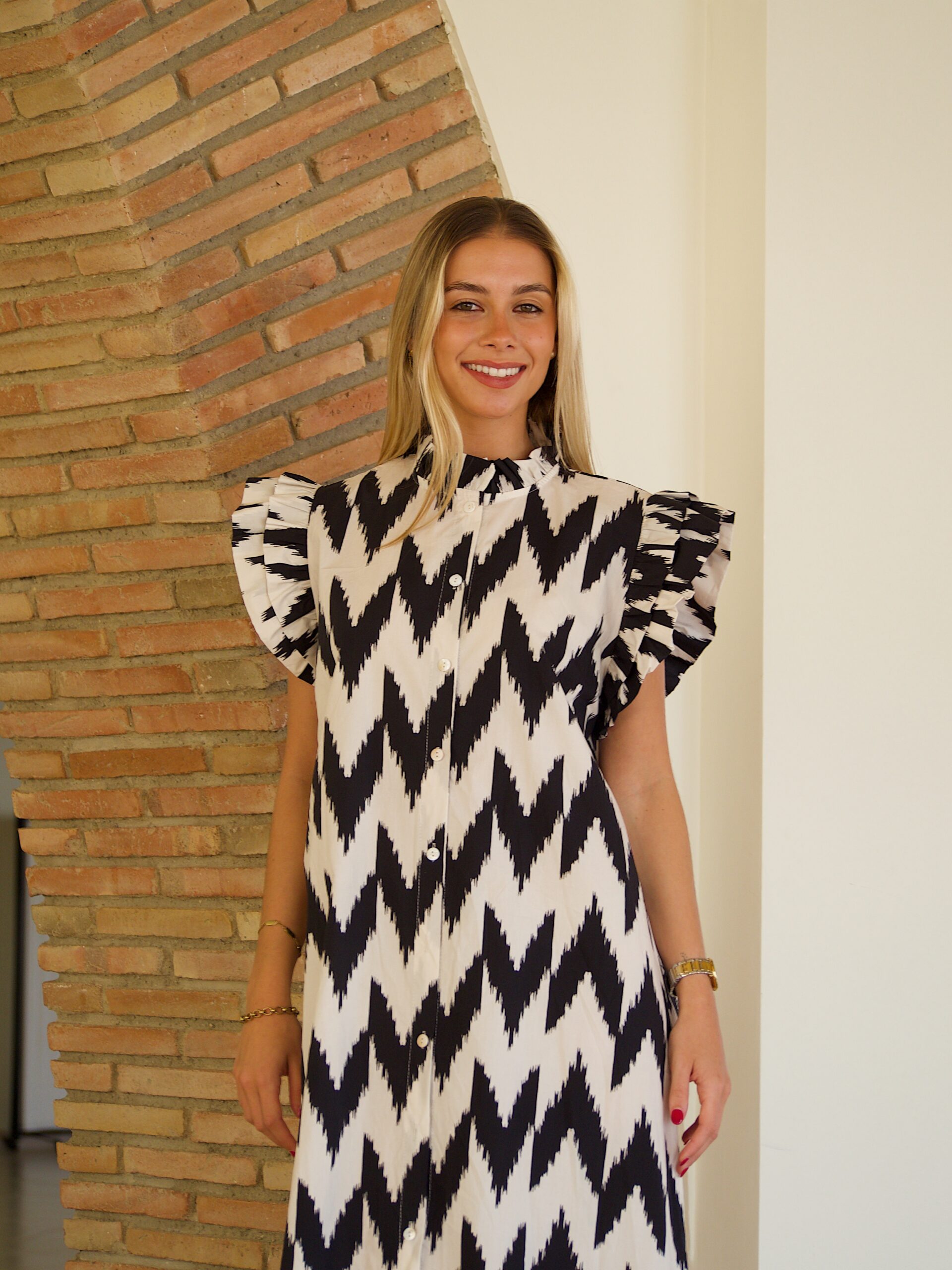 Vestido Ikat Negro Y Blanco - Imagen 3