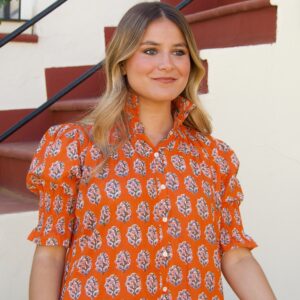 Vestido Estampado Floral Naranja