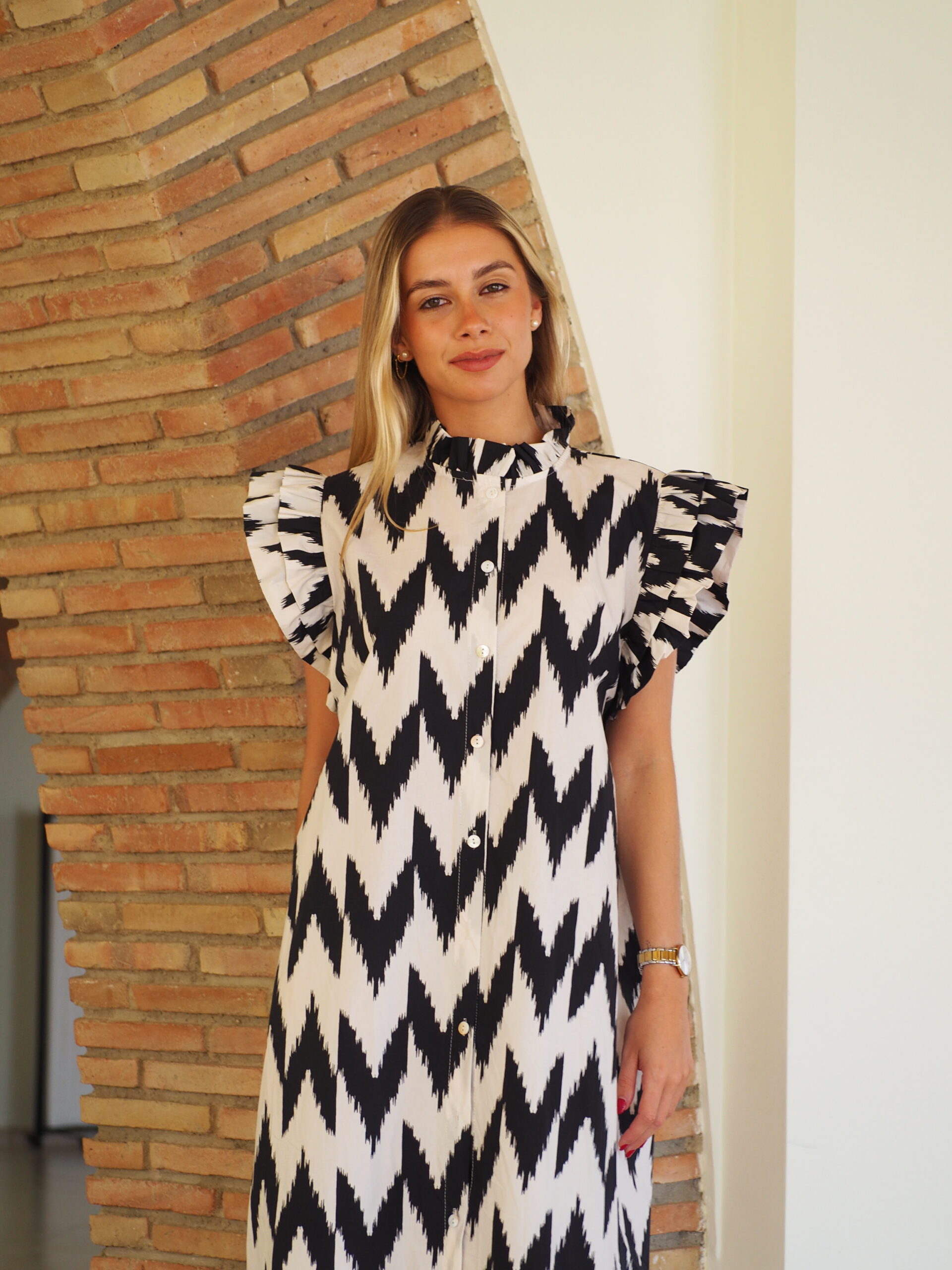 Vestido Ikat Negro Y Blanco - Imagen 4
