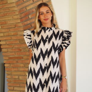 Vestido Ikat Negro Y Blanco