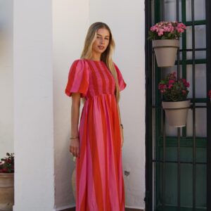 Vestido Fruncido Fucsia