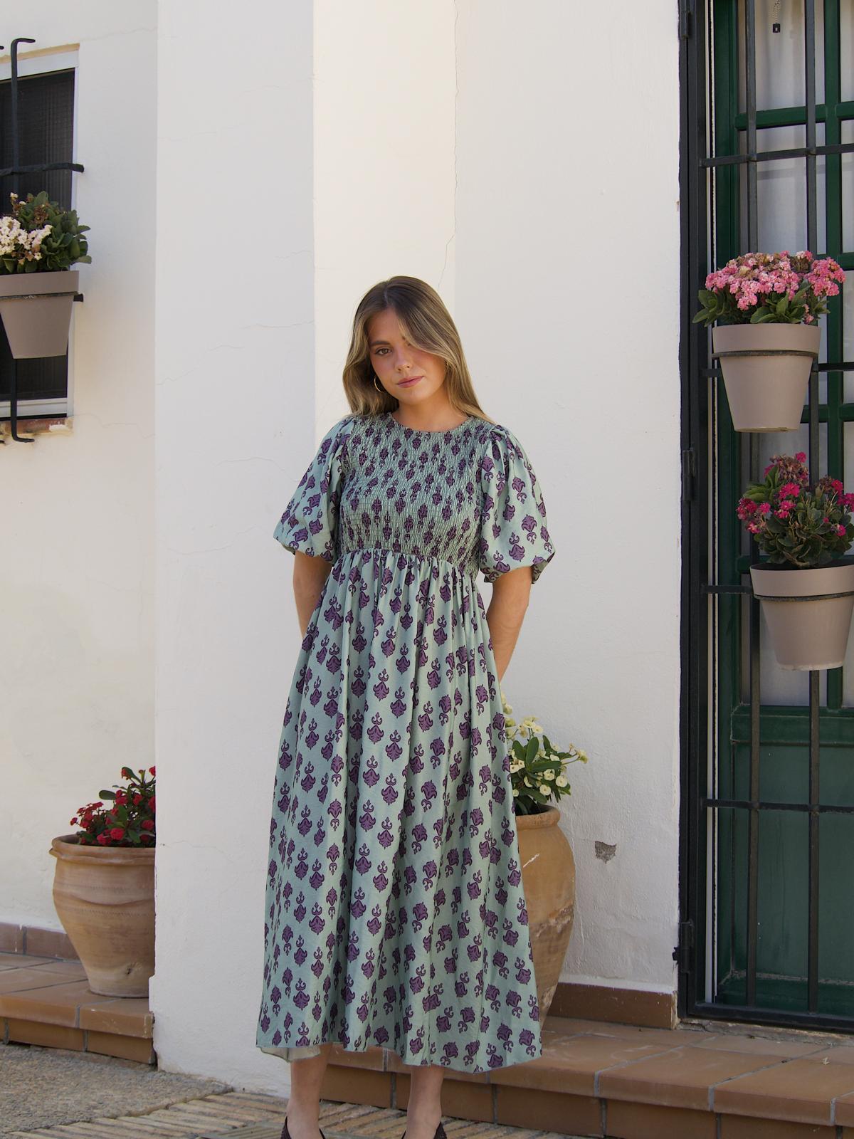 Vestido Estampado Etnico Verde